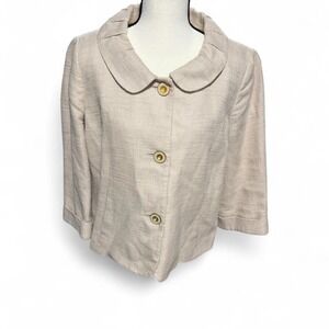 J.Crew Linen Blend Blazer Oatmeal Metallic Thread Jacket Size 10